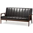 Baxton Studio Nikko Faux Leather Sofa in Black and Walnut