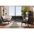 Baxton Studio Nikko Faux Leather Accent Chair in Dark Brown and Walnut