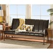 Baxton Studio Nikko Faux Leather Sofa in Dark Brown and Walnut