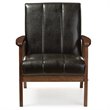 Baxton Studio Nikko 3 Piece Faux Leather Sofa Set in Black and Walnut