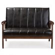Baxton Studio Nikko 3 Piece Faux Leather Sofa Set in Black and Walnut