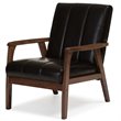 Baxton Studio Nikko 3 Piece Faux Leather Sofa Set in Brown and Walnut