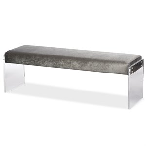 baxton studio hildon upholstered bedroom bench in gray