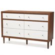 Baxton Studio Harlow 6 Drawer Double Dresser in White and Walnut