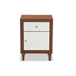 Baxton Studio Harlow 1 Drawer Nightstand in White and Walnut