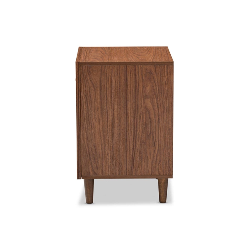 Baxton Studio Harlow 1 Drawer Nightstand in White and Walnut