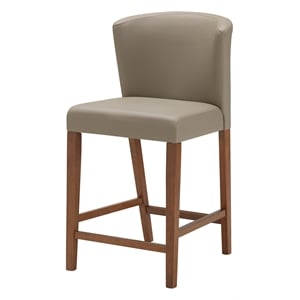 Baxton Studio Olivia 24&quot Faux Leather Counter Stool in Gray (Set of 2)