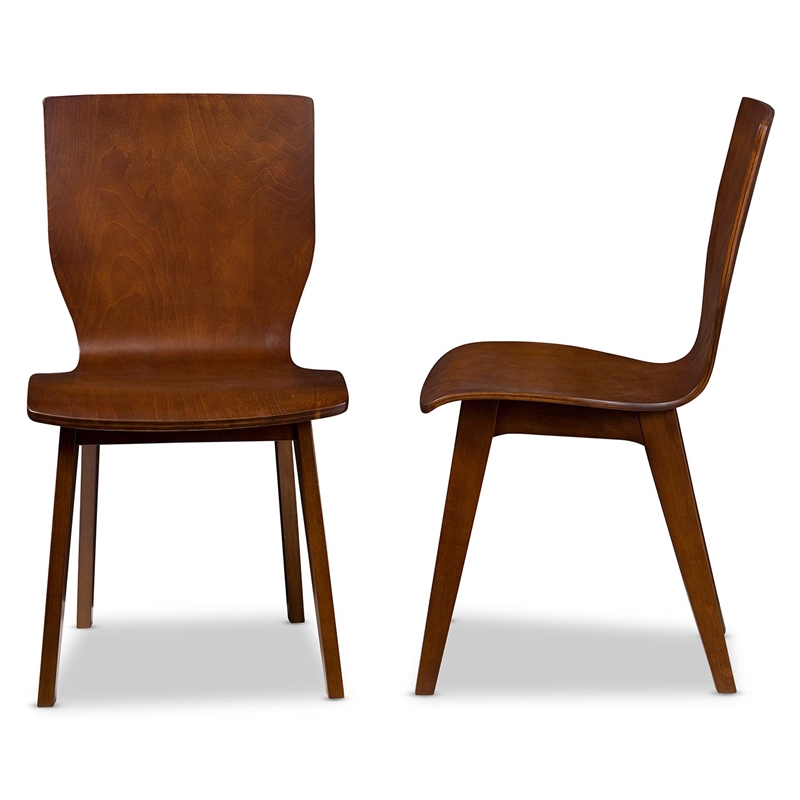 Baxton Studio Elsa Dining Side Chair in Dark Walnut (Set of 2)
