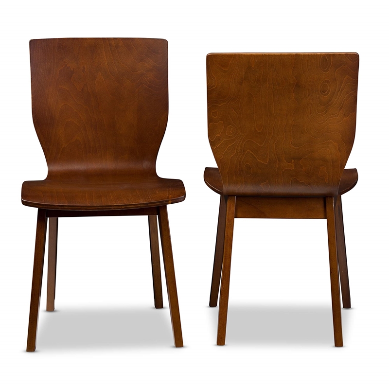 Baxton Studio Elsa Dining Side Chair in Dark Walnut (Set of 2)