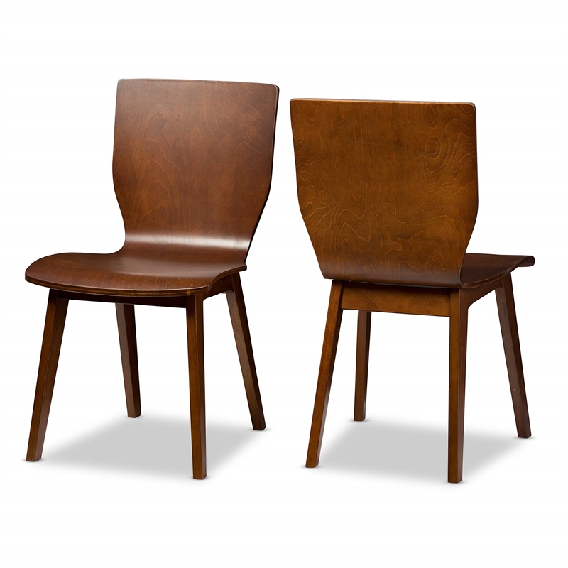 Baxton Studio Elsa Dining Side Chair in Dark Walnut (Set of 2)