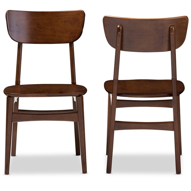 Baxton Studio Netherlands Dining Side Chair in Dark Walnut (Set of 2)