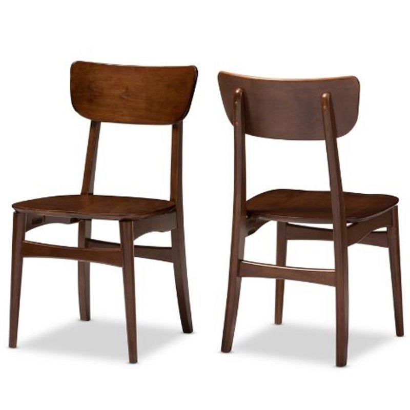 Baxton Studio Netherlands Dining Side Chair in Dark Walnut (Set of 2)