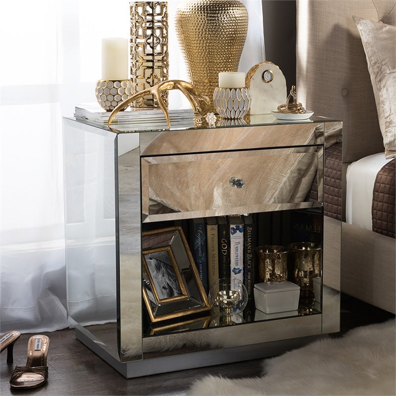 Baxton Studio Rochadh 1-drawer and 1-shelf End Table and End Table