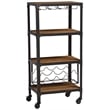 Baxton Studio Swanson Mobile Wine Rack in Antique Black and Brown
