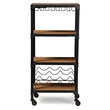 Baxton Studio Swanson Mobile Wine Rack in Antique Black and Brown
