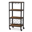 Baxton Studio Swanson Mobile Wine Rack in Antique Black and Brown