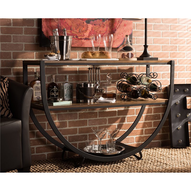 Baxton Studio Blakes Console Table in Antique Black and Brown