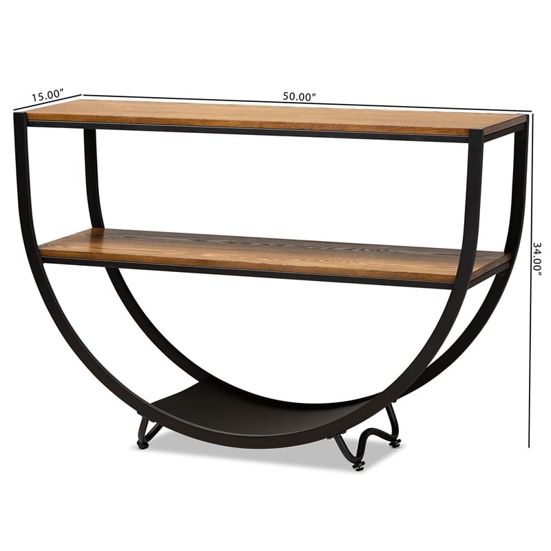 Baxton Studio Blakes Console Table in Antique Black and Brown