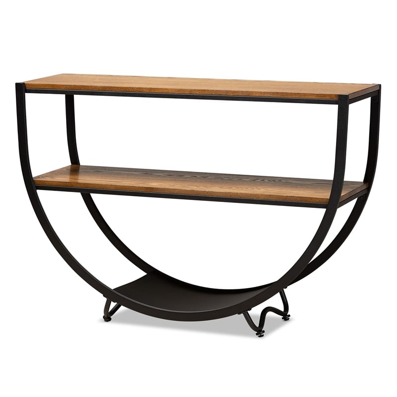 Baxton Studio Blakes Console Table in Antique Black and Brown