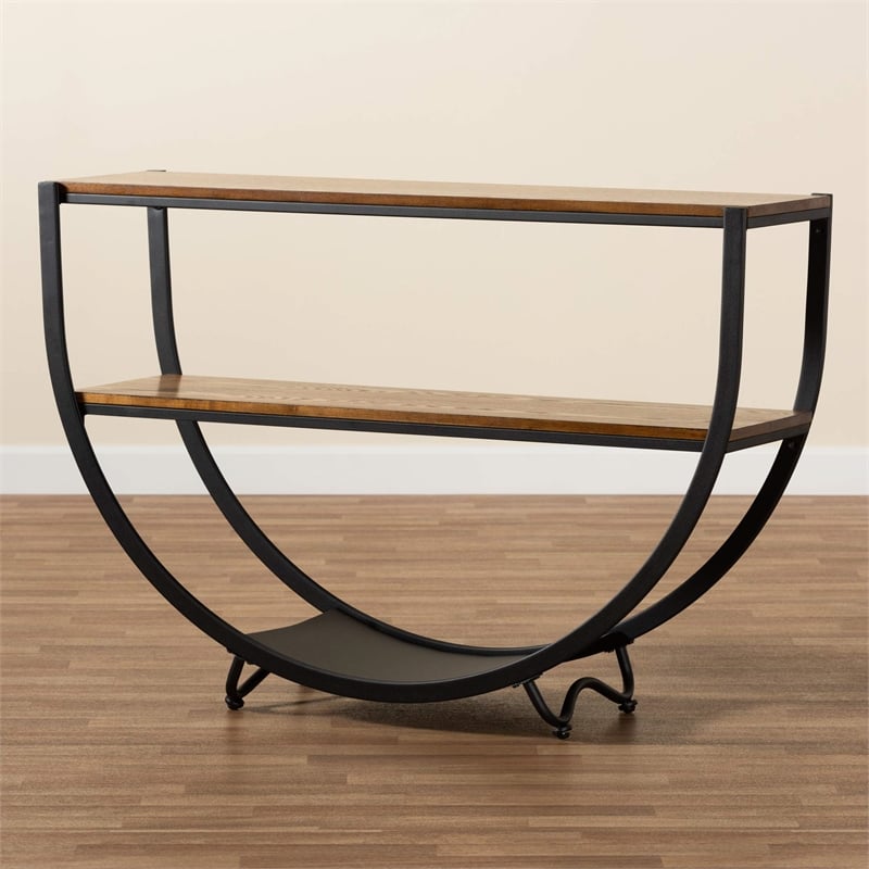 Baxton Studio Blakes Console Table in Antique Black and Brown
