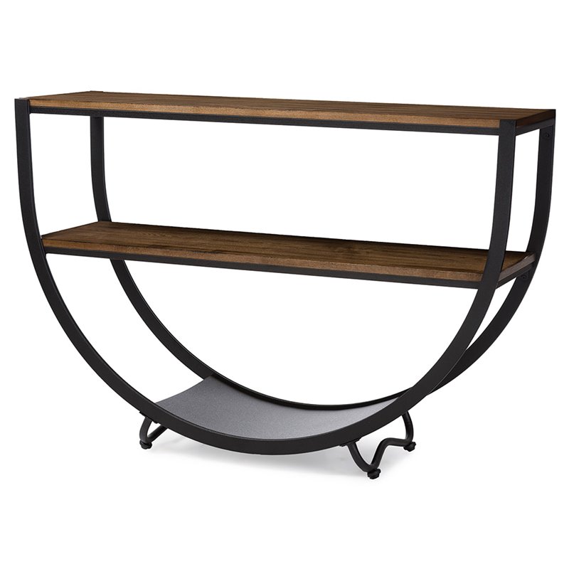 Baxton Studio Blakes Console Table in Antique Black and Brown