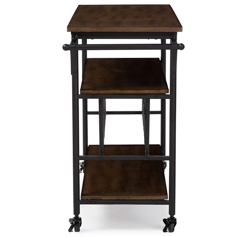 Baxton Studio Bradford Bar Cart in Antique Black and Brown
