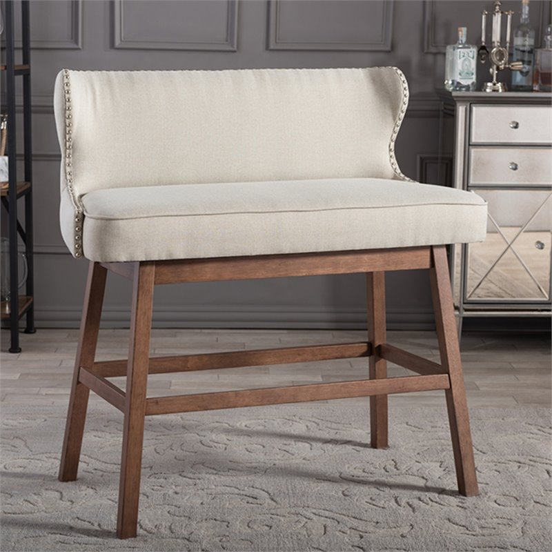 Baxton Studio Gradisca Upholstered Bar Bench in Beige
