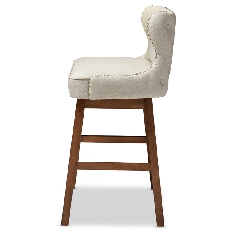 Baxton Studio Gradisca Upholstered Bar Bench in Beige