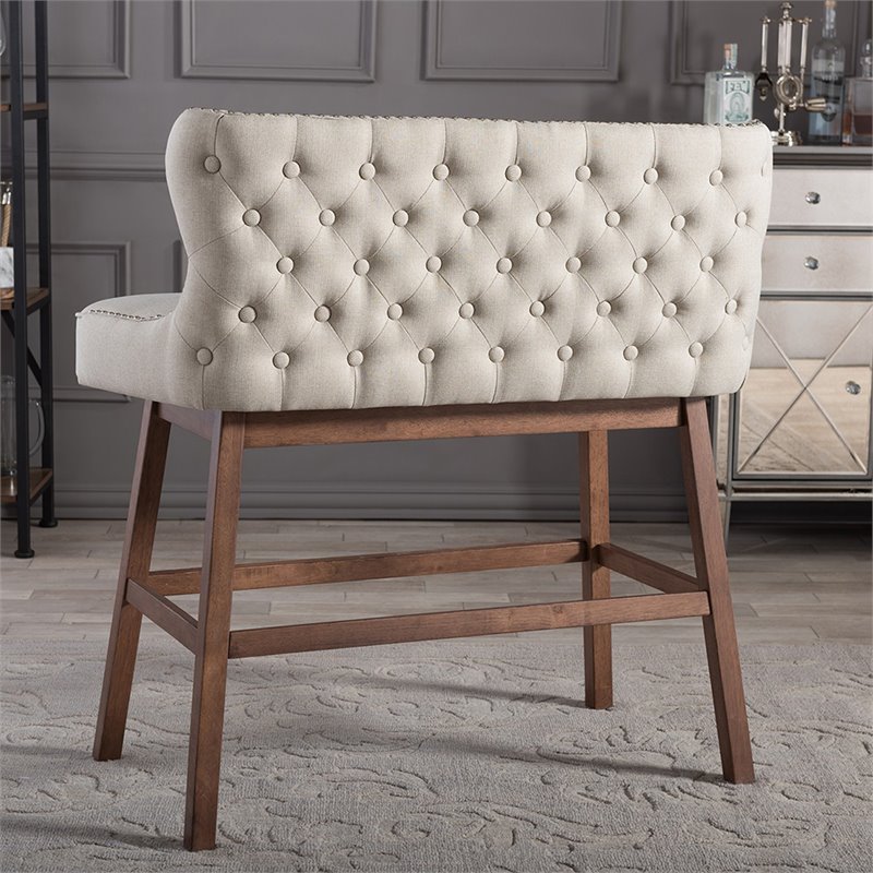 Baxton Studio Gradisca Upholstered Bar Bench in Beige