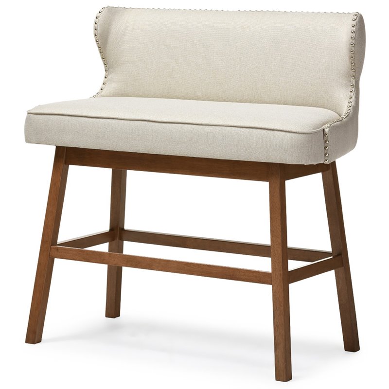 Baxton Studio Gradisca Upholstered Bar Bench in Beige