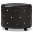 Baxton Studio Davina 2 Drawer Faux Leather Tufted Nightstand in Black