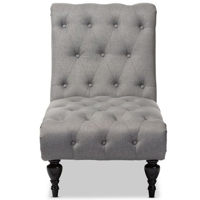 Baxton Studio Layla Tufted Chaise Lounge in Gray and Black
