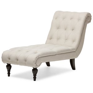 baxton studio layla tufted chaise lounge in light beige and black