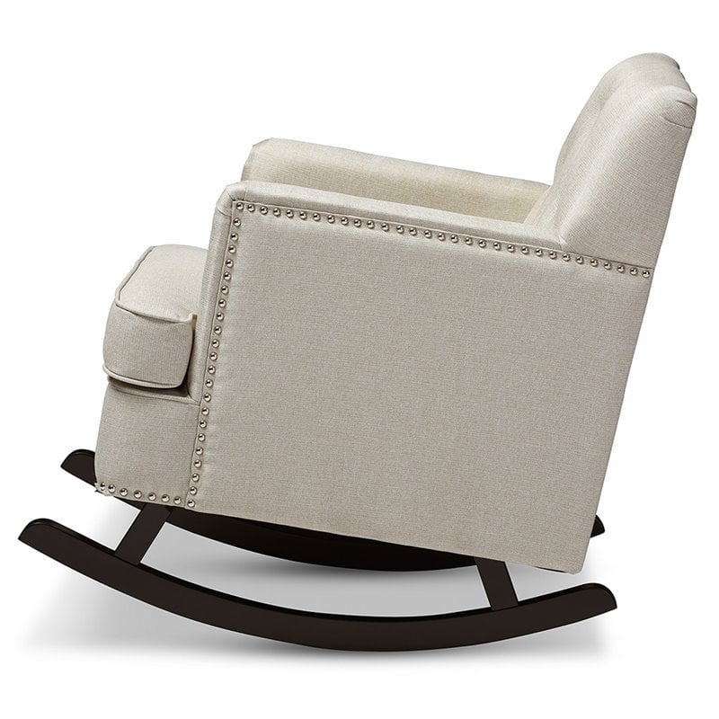 Baxton Studio Bethany Tufted Rocker in Light Beige and Dark Espresso