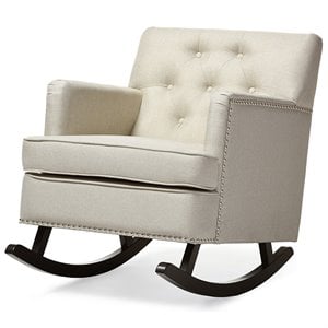 Baxton Studio Bethany Tufted Rocker in Light Beige and Dark Espresso