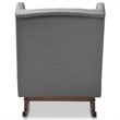 Baxton Studio Iona Tufted Wingback Rocker in Gray and Dark Walnut