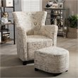 Baxton Studio Benson Accent Chair and Ottoman Set in Off White