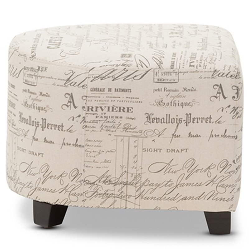 Baxton Studio Benson Accent Chair and Ottoman Set in Off White