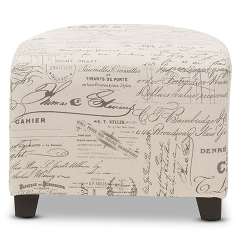 Baxton Studio Benson Accent Chair and Ottoman Set in Off White