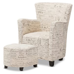 baxton studio benson accent chair and ottoman set in off white