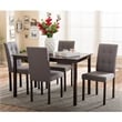 Baxton Studio Andrew 5 Piece Tufted Dining Set in Gray and Dark Brown