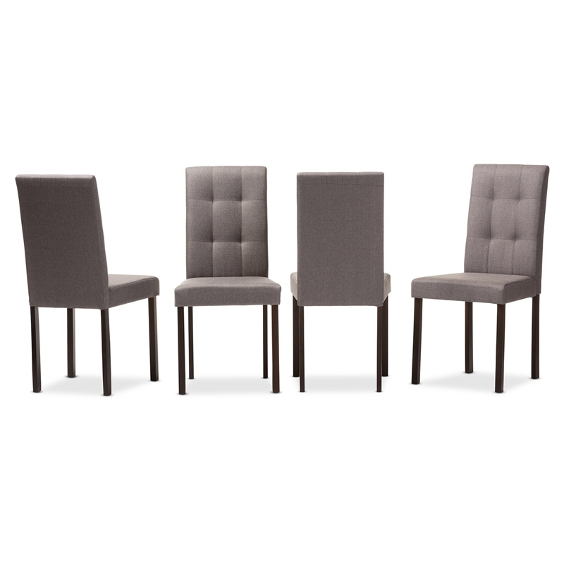 Baxton Studio Andrew 5 Piece Tufted Dining Set in Gray and Dark Brown