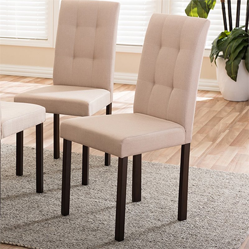 Baxton Studio Andrew Tufted Dining Side Chair in Beige Set of 4