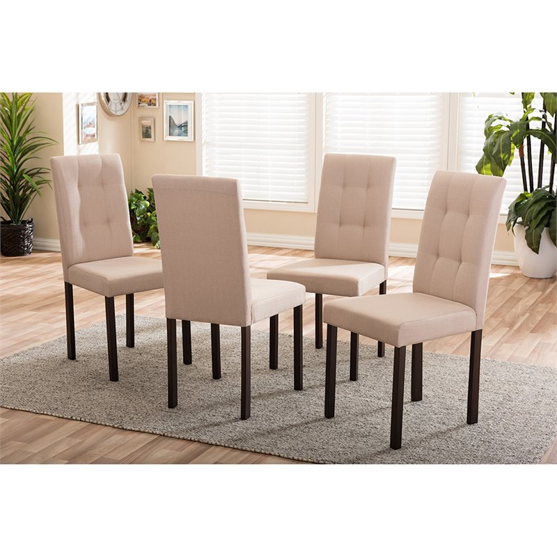 Baxton Studio Andrew Tufted Dining Side Chair in Beige Set of 4