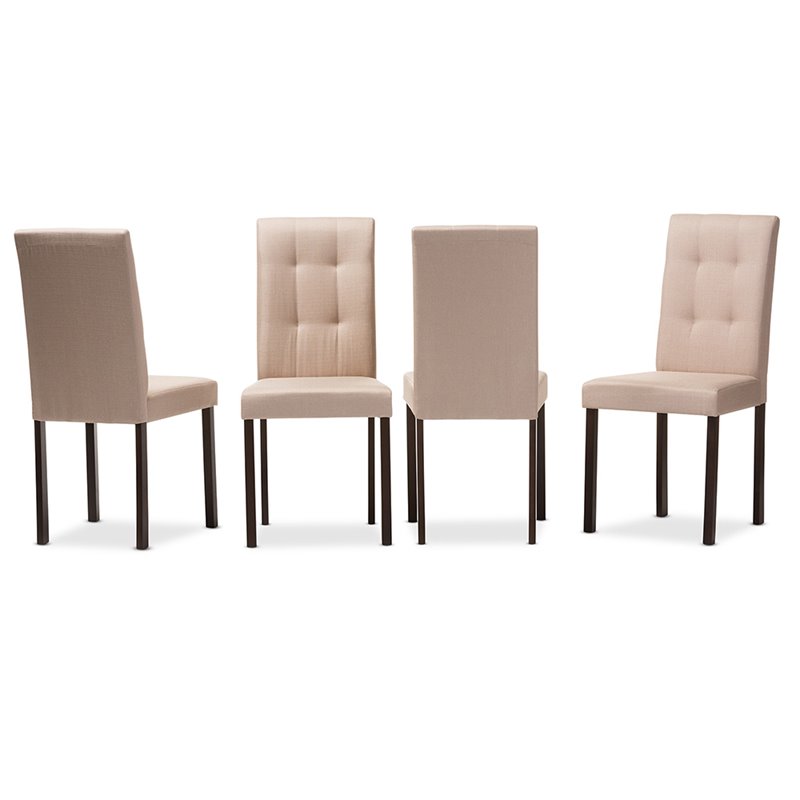 Baxton Studio Andrew Tufted Dining Side Chair in Beige (Set of 4)