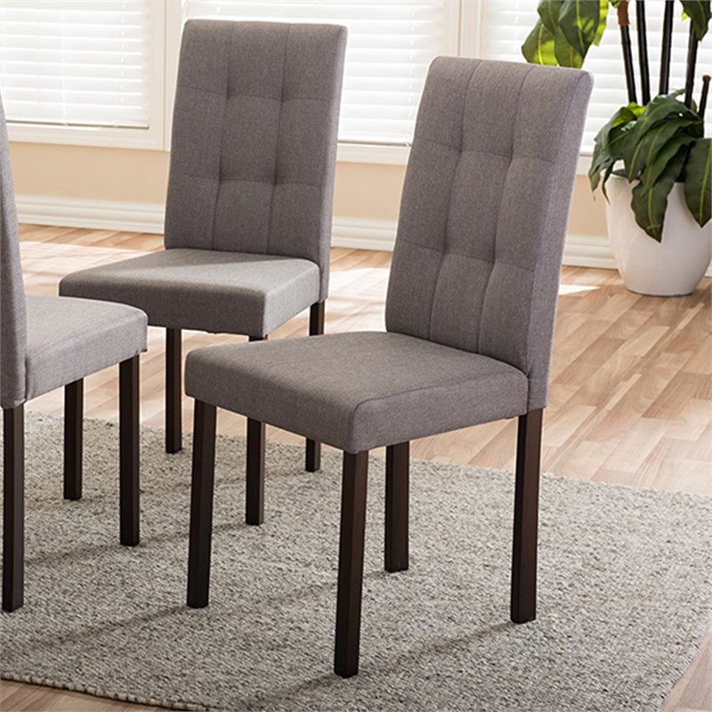 Baxton Studio Andrew Tufted Dining Side Chair in Gray Set of 4