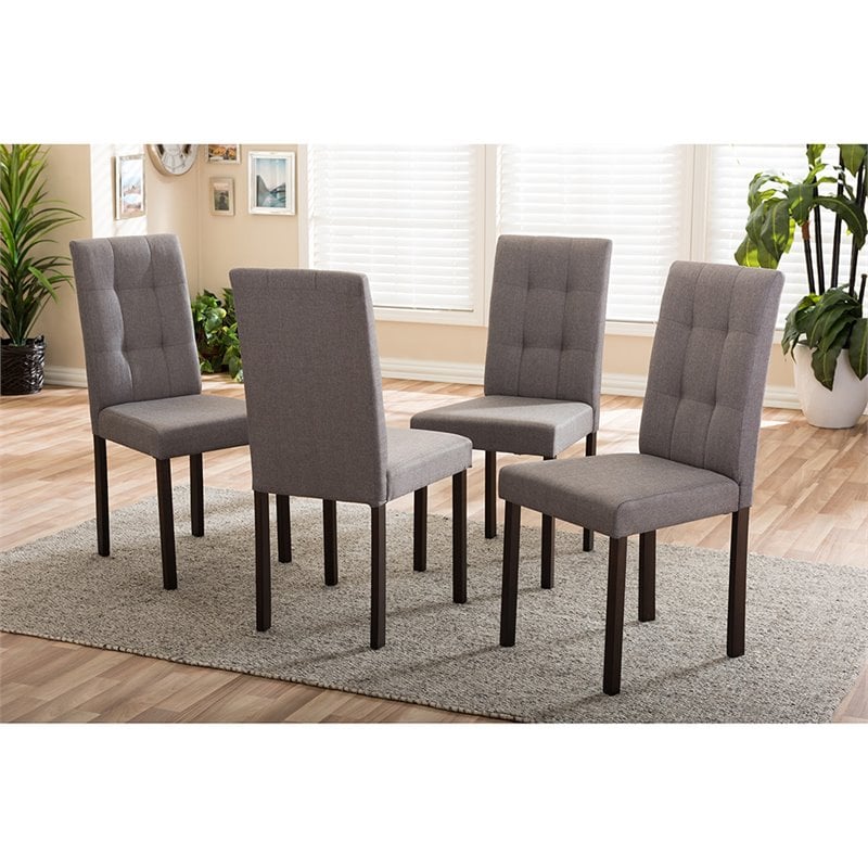 Baxton Studio Andrew Tufted Dining Side Chair in Gray (Set of 4)