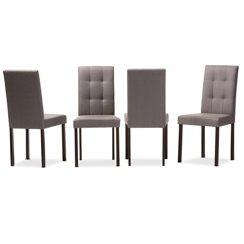 Baxton Studio Andrew Tufted Dining Side Chair in Gray (Set of 4)