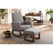Baxton Studio Yashiya Upholstered Rocker and Ottoman in Gray