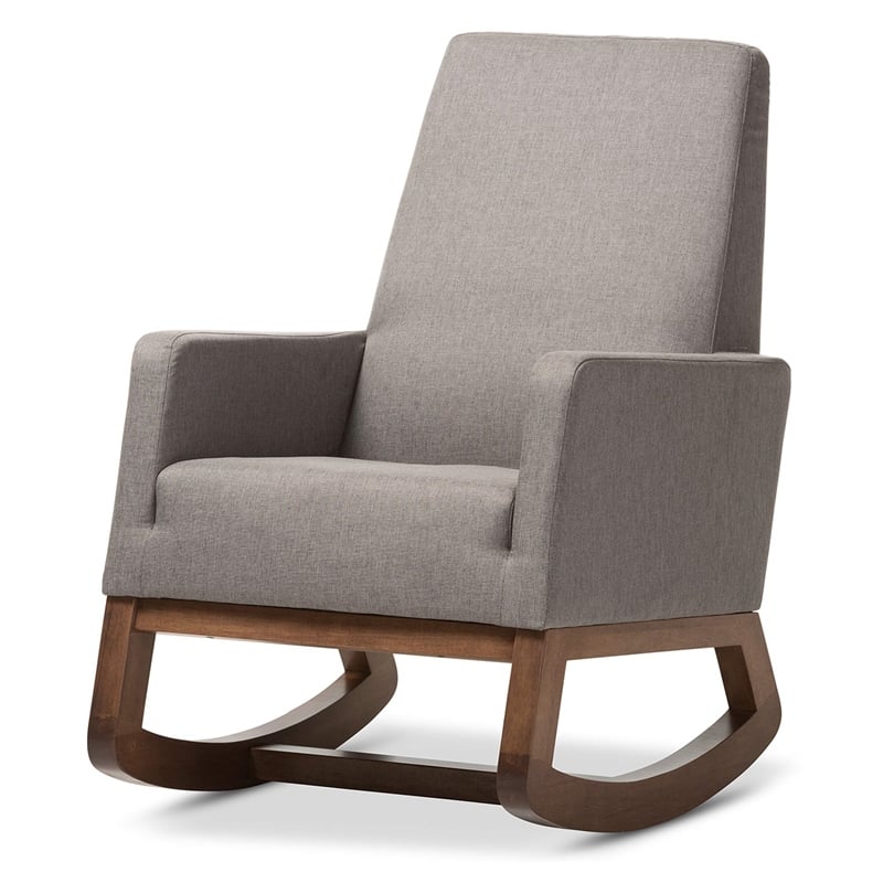 Baxton Studio Yashiya Upholstered Rocker and Ottoman in Gray